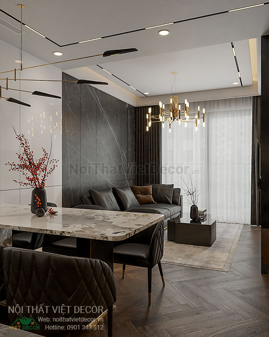 Nội thất Việt Decor thiết kế thi công nội thất căn hộ 3 phòng ngủ 89.39 m2 tại tp hồ chí minh phòng khách