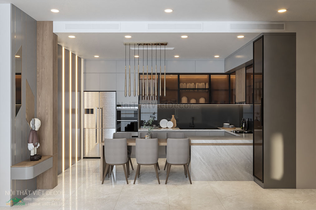 Nội thất Việt Decor thiết kế thi công nội thất căn hộ 2 phòng ngủ tại quận 7, thành phố Hồ Chí Minh, tủ bếp