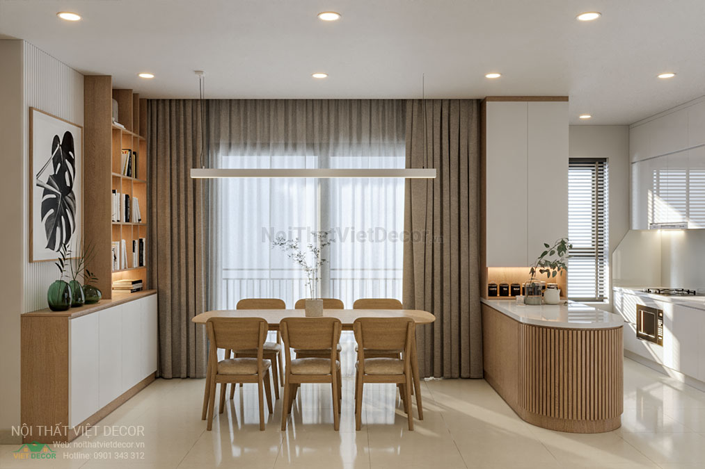 Nội thất Việt Decor thiết kế thi công nội thất căn hộ 3 phòng ngủ tại quận 12, thành phố Hồ Chí Minh, phòng khách bếp