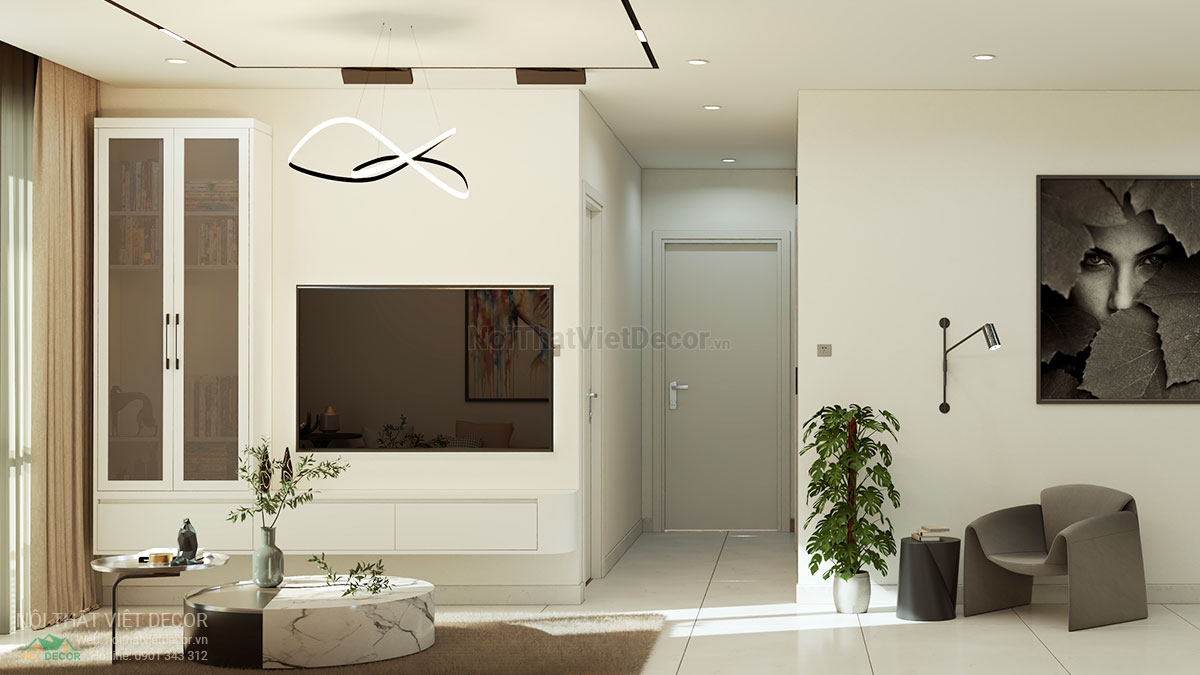Nội Thất Việt Decor thiết kế thi công cải tạo nội thất, hoàn thiện căn hộ 3 phòng ngủ chung cư Tecco phường Linh Đồng thành phố Thủ Đức phòng khách
