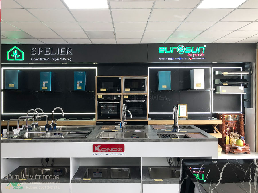 Nội Thất Việt Decor thiết kế thi công nội thất, hoàn thiện showroom trưng bày thiết bị nhà bếp hệ thống Bếp 365 Biên Hòa Đồng Nai