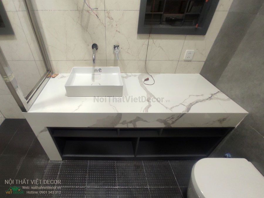 Nội Thất Việt Decor thiết kế thi công nội thất, tủ bếp gỗ công nghiệp An Cường, biệt thự 4 tầng tại dự án Lovera Premier Bình Chánh Tp Hồ Chí Minh, phòng ngủ 4, tủ lavabo nhà tắm