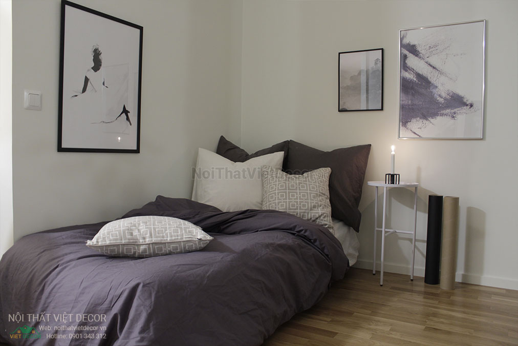 Nội thất Việt Decor thiết kế nội thất tối giản tone màu đen trắng phòng ngủ