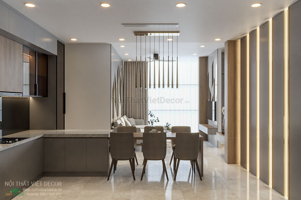 Nội thất Việt Decor thiết kế thi công nội thất căn hộ 2 phòng ngủ tại quận 7, thành phố Hồ Chí Minh, bàn ăn