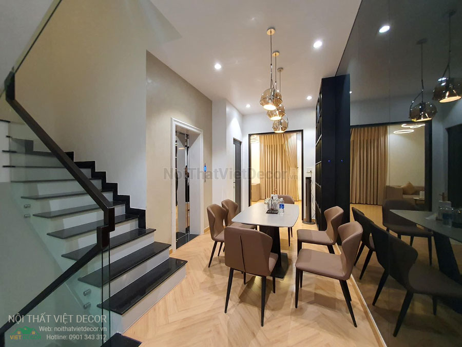Nội Thất Việt Decor thiết kế thi công trang trí nội thất, tủ bếp gỗ công nghiệp An Cường, nhà phố 3 phòng ngủ tại quận 3 thành phố Hồ Chí Minh, bàn ăn