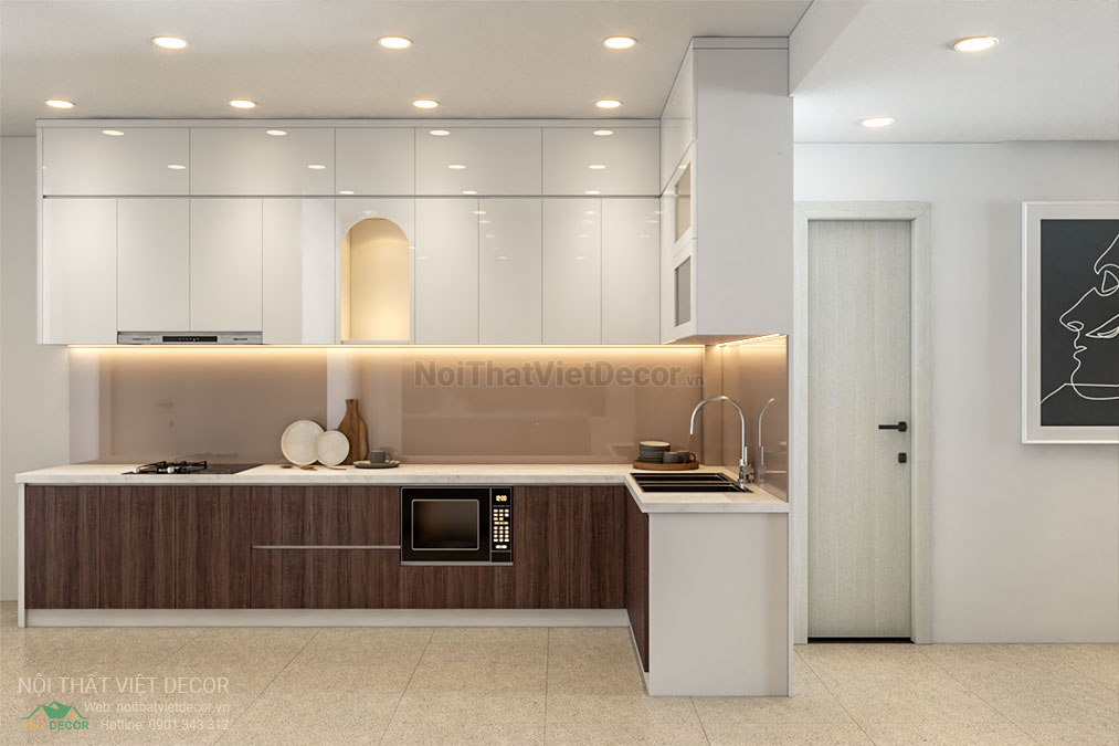 Nội thất Việt Decor thiết kế thi công nội thất nhà phố 3 phòng ngủ tại huyện Nhà Bè, thành phố Hồ Chí Minh, tủ bếp