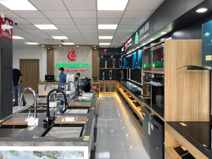 Nội Thất Việt Decor thiết kế thi công nội thất, hoàn thiện showroom trưng bày thiết bị nhà bếp hệ thống Bếp 365 Biên Hòa Đồng Nai