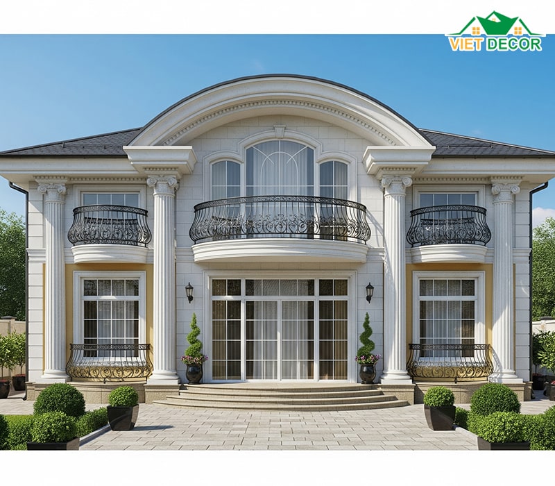 Mẫu 5x20m nhà ống 1 tầng 3 phòng ngủ tân cổ điển