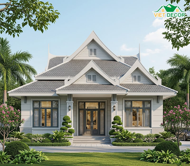 Mẫu nhà ống 1 tầng 3 phòng ngủ 5x20m mái thái