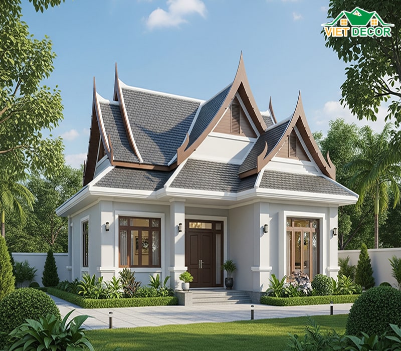Mẫu nhà ống 1 tầng 3 phòng ngủ 5x20m mái thái