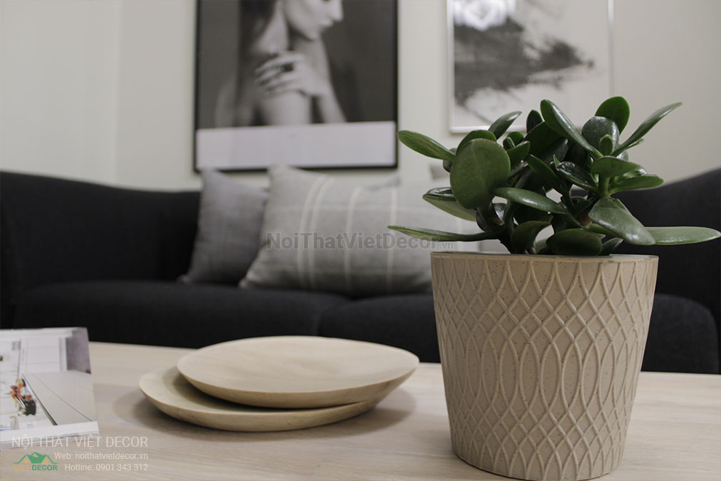 Nội thất Việt Decor thiết kế nội thất tối giản tone màu đen trắng sofa bàn trà