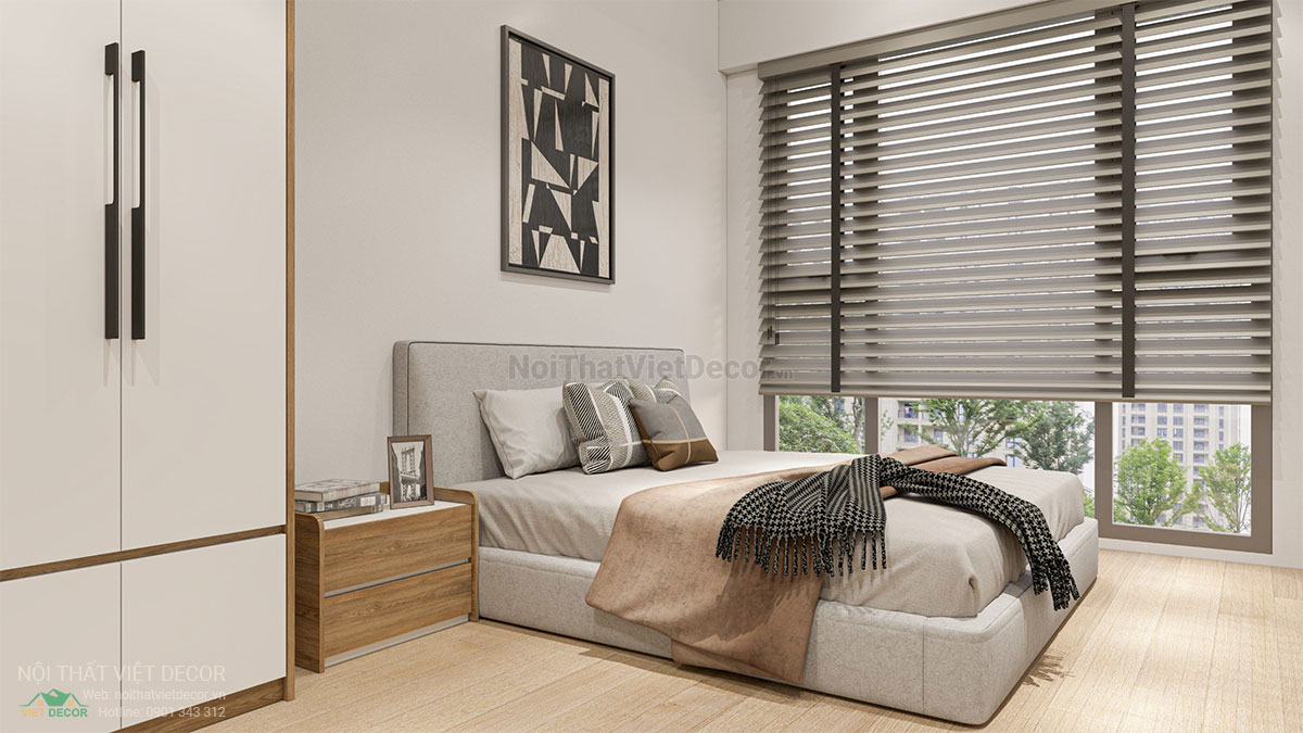 Nội thất Việt Decor thiết kế thi công nội thất căn hộ 2 phòng ngủ masteri centre point tp hồ chí minh, giường phòng ngủ 2