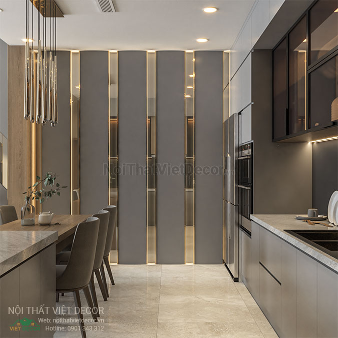 Nội thất Việt Decor thiết kế thi công nội thất căn hộ 2 phòng ngủ tại quận 7, thành phố Hồ Chí Minh, tủ bếp