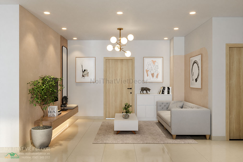 Nội thất Việt Decor thiết kế thi công nội thất căn hộ 3 phòng ngủ tại quận 12, thành phố Hồ Chí Minh, phòng khách