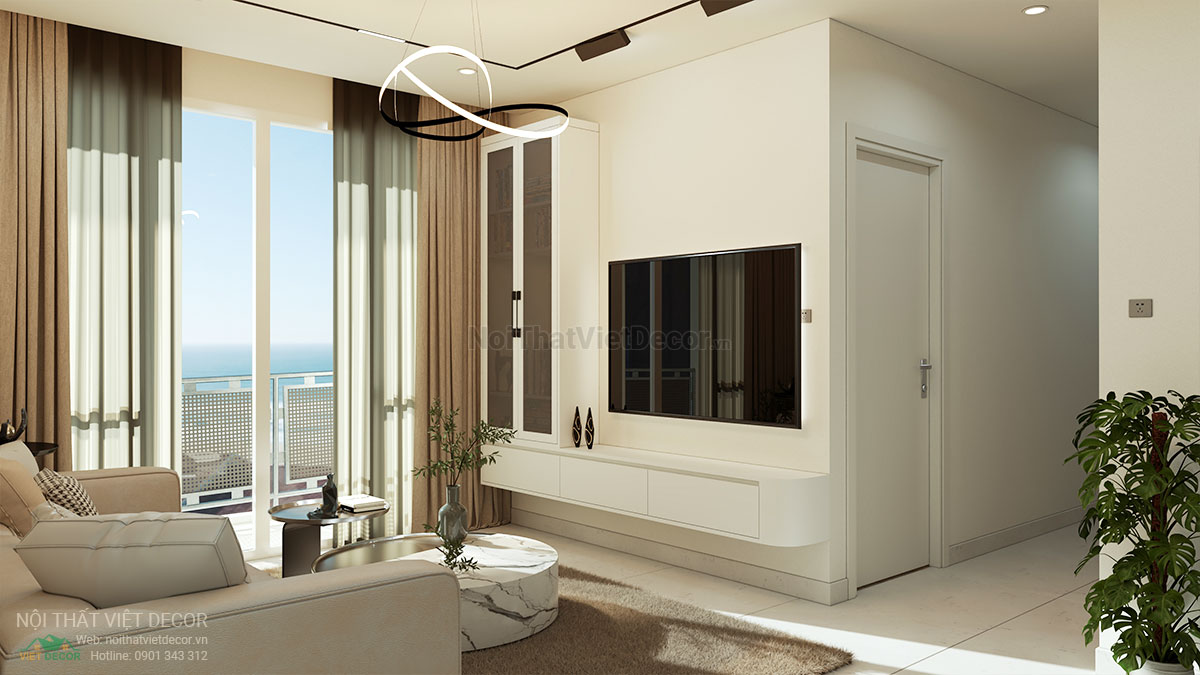 Nội Thất Việt Decor thiết kế thi công cải tạo nội thất, hoàn thiện căn hộ 3 phòng ngủ chung cư Tecco phường Linh Đồng thành phố Thủ Đức phòng khách