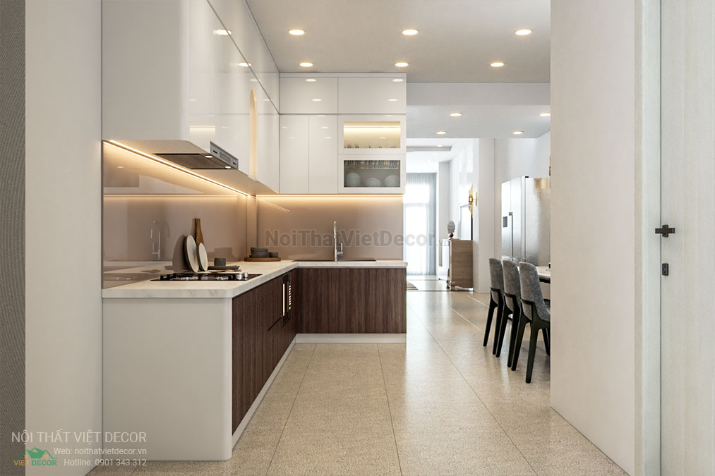 Nội thất Việt Decor thiết kế thi công nội thất nhà phố 3 phòng ngủ tại huyện Nhà Bè, thành phố Hồ Chí Minh, tủ bếp