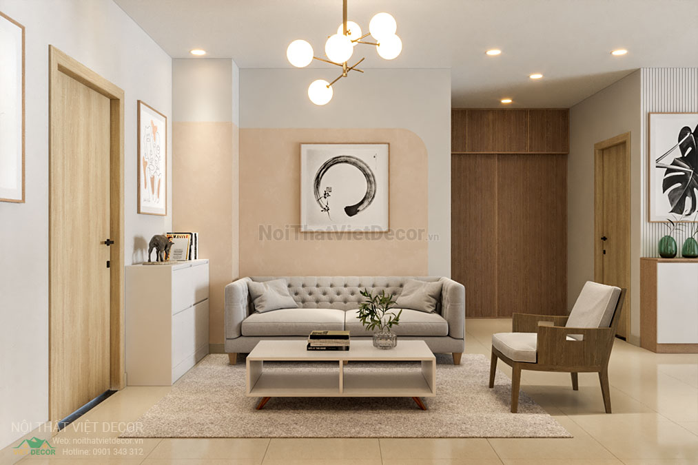 Nội thất Việt Decor thiết kế thi công nội thất căn hộ 3 phòng ngủ tại quận 12, thành phố Hồ Chí Minh, phòng khách