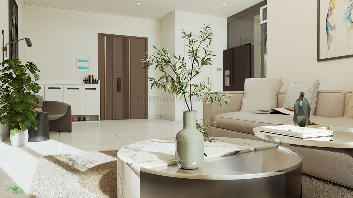 Nội Thất Việt Decor thiết kế thi công cải tạo nội thất, hoàn thiện căn hộ 3 phòng ngủ chung cư Tecco phường Linh Đồng thành phố Thủ Đức phòng khách