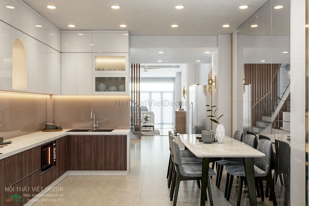 Nội thất Việt Decor thiết kế thi công nội thất nhà phố 3 phòng ngủ tại huyện Nhà Bè, thành phố Hồ Chí Minh, nhà bếp