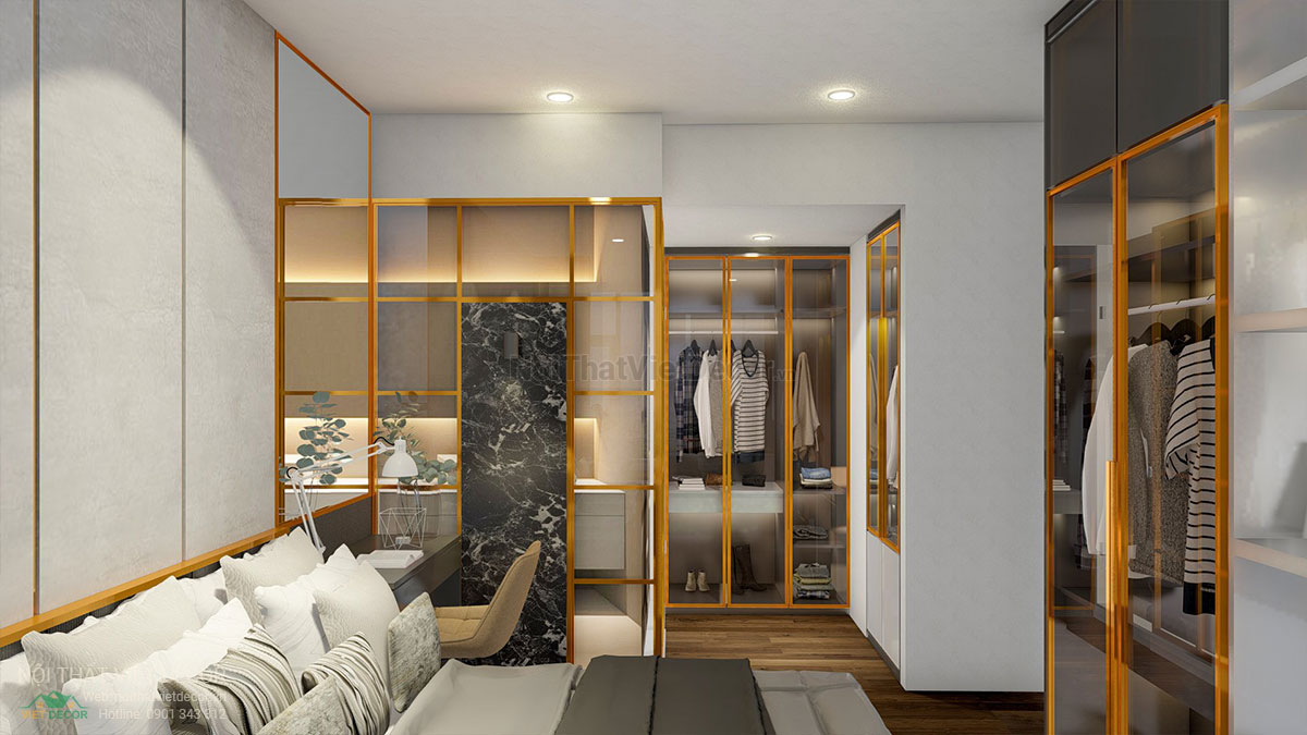 Nội thất Việt Decor mẫu phương án thiết kế phối cảnh 3D nội thất hiện đại căn hộ 3 phòng ngủ phòng ngủ lớn