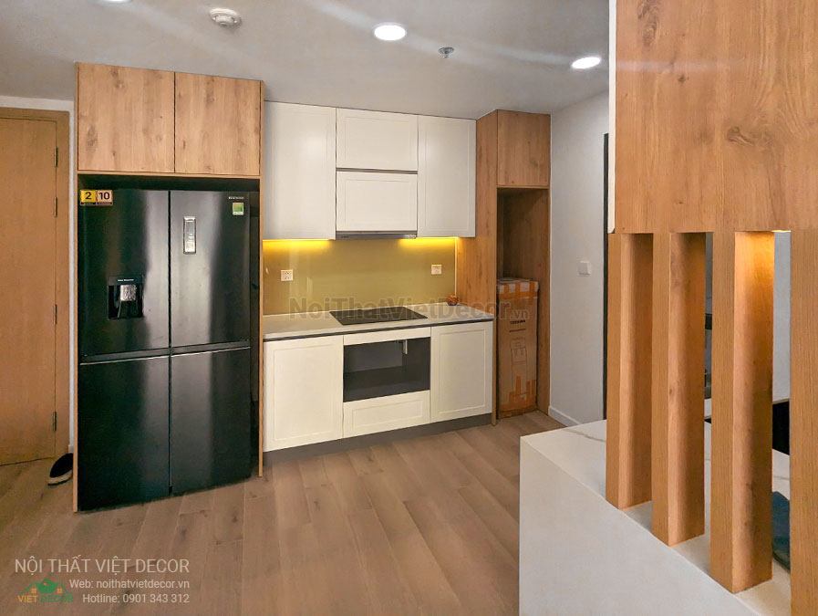Nội Thất Việt Decor thiết kế thi công nội thất căn hộ 2 phòng ngủ chung cư Quận 9 Hồ Chí Minh, tủ bếp chữ I