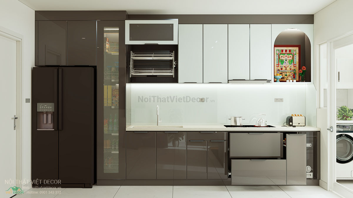 Nội Thất Việt Decor thiết kế thi công cải tạo nội thất, hoàn thiện căn hộ 3 phòng ngủ chung cư Tecco phường Linh Đồng thành phố Thủ Đức tủ ti vi