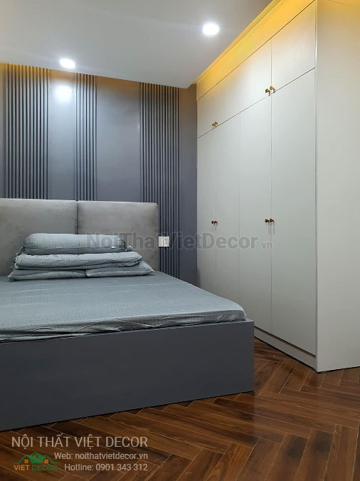Nội Thất Việt Decor thiết kế thi công trang trí nội thất, tủ bếp gỗ công nghiệp An Cường, nhà phố 3 phòng ngủ tại quận 3 thành phố Hồ Chí Minh, tủ quần áo phòng ngủ 1