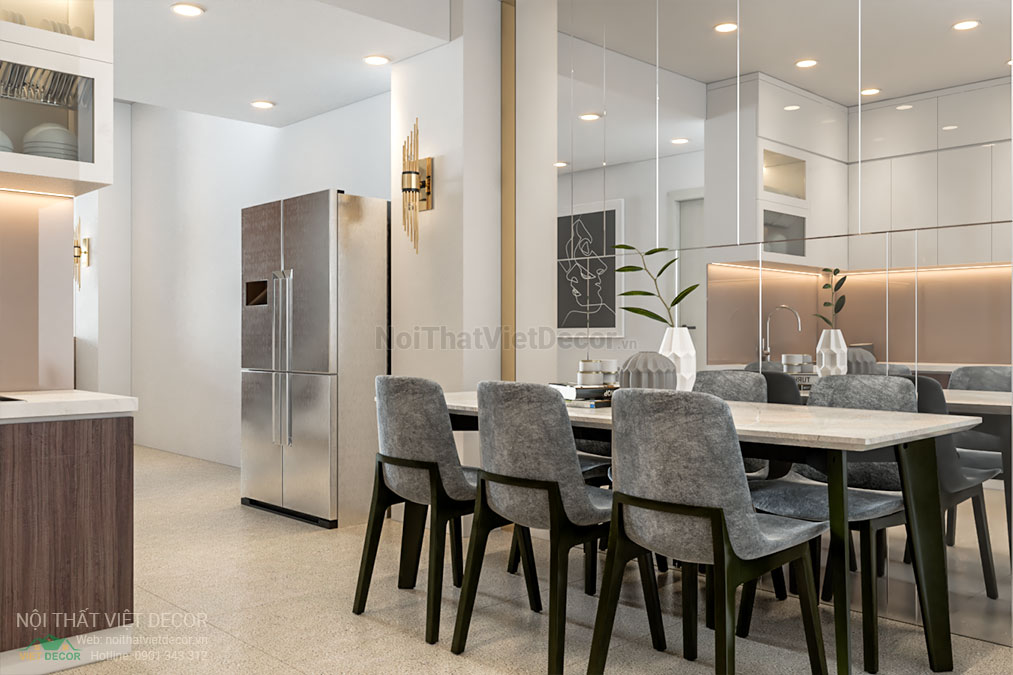Nội thất Việt Decor thiết kế thi công nội thất nhà phố 3 phòng ngủ tại huyện Nhà Bè, thành phố Hồ Chí Minh, bàn ăn nhà bếp