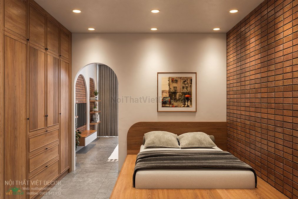 Nội thất Việt Decor thiết kế thi công nội thất nhà phố độc lạ, cá tính tại quận 2, thành phố Hồ Chí Minh, giường ngủ phòng ngủ khách