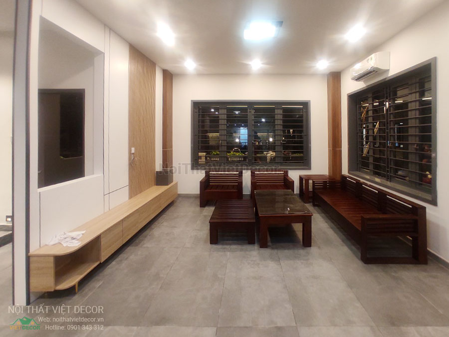 Nội Thất Việt Decor thiết kế thi công nội thất, tủ bếp gỗ công nghiệp An Cường, biệt thự 4 tầng tại dự án Lovera Premier Bình Chánh Tp Hồ Chí Minh, phòng khách