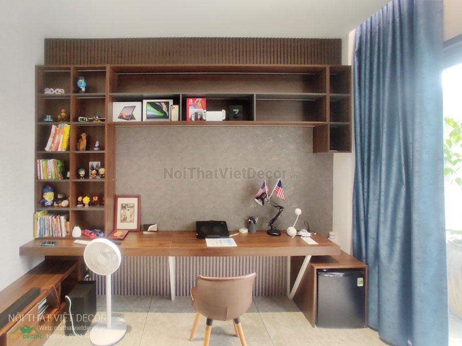 Nội Thất Việt Decor thiết kế thi công nội thất, tủ bếp gỗ công nghiệp An Cường, biệt thự 4 phòng ngủ Tp Thủ Đức, phòng ngủ 4, bàn làm việc