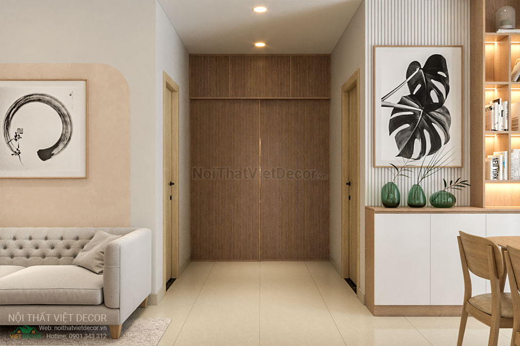 Nội thất Việt Decor thiết kế thi công nội thất căn hộ 3 phòng ngủ tại quận 12, thành phố Hồ Chí Minh, phòng khách bếp