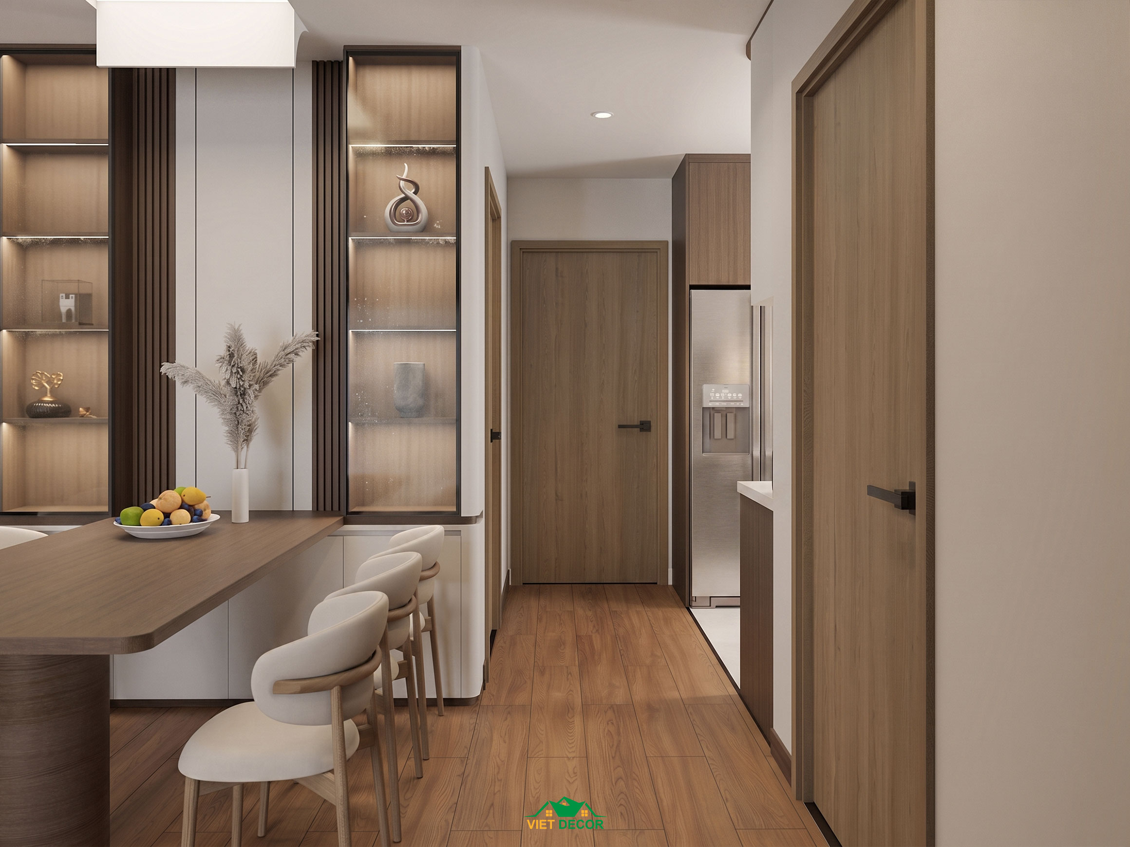 Nội Thất Việt Decor thiết kế thi công nội thất căn hộ 3 phòng ngủ The Opus One Vinhomes Grand Park TP HCM, phòng khách