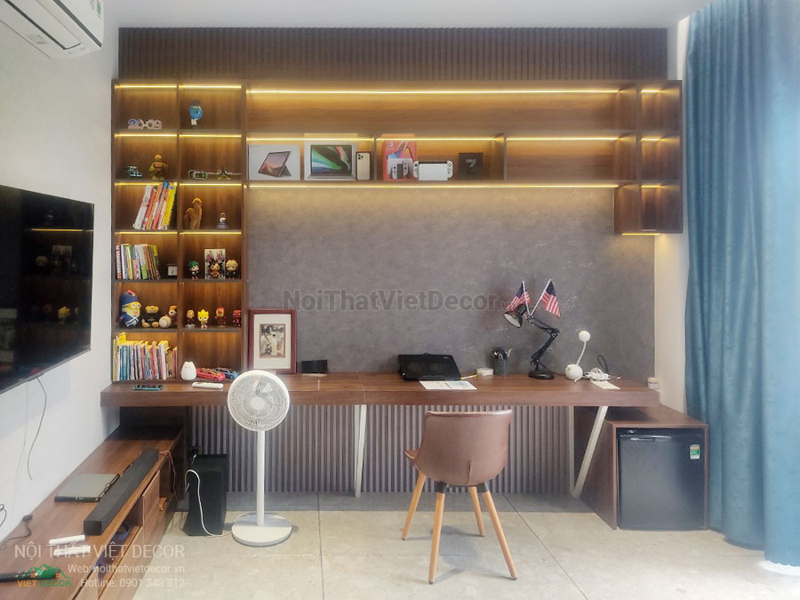 Nội Thất Việt Decor thiết kế thi công nội thất, tủ bếp gỗ công nghiệp An Cường, biệt thự 4 phòng ngủ Tp Thủ Đức, phòng ngủ 4, bàn làm việc