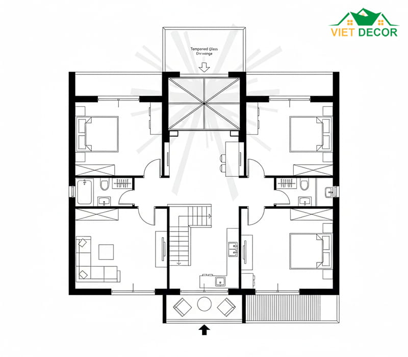Sử dụng giếng trời để lấy sáng và thông gió tự nhiên
