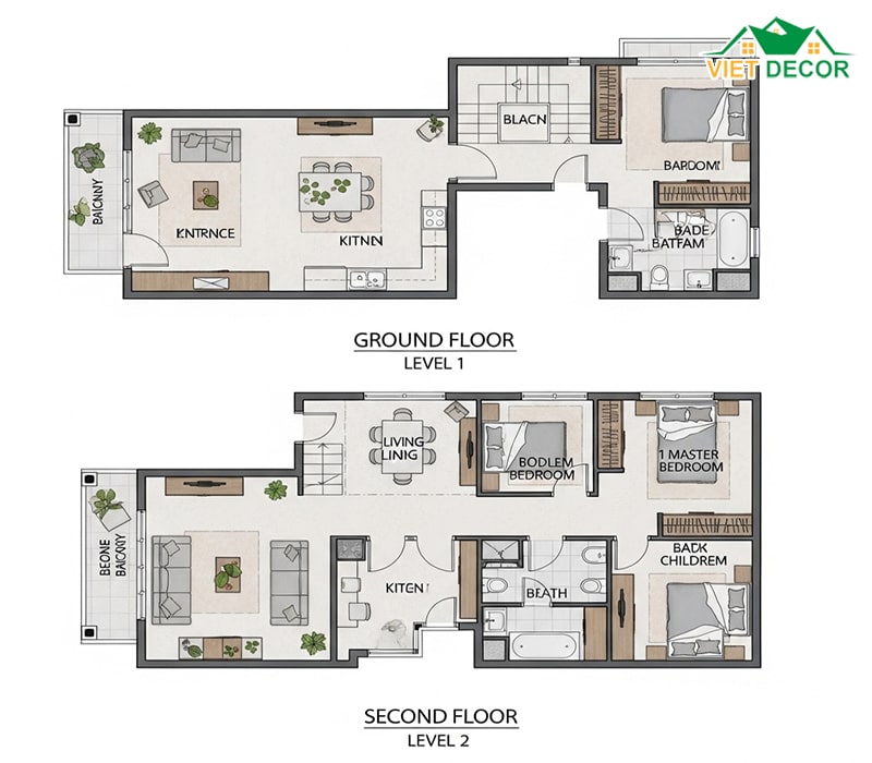 Mẫu nhà ống 6x12m 2 tầng phong cách hiện đại