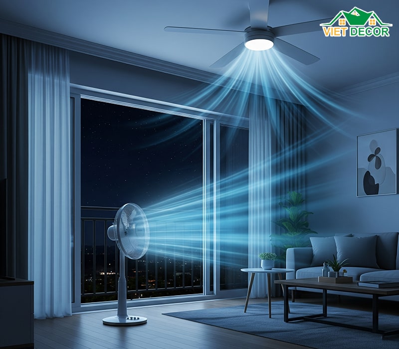 Sử dụng quạt để hỗ trợ lưu thông gió
