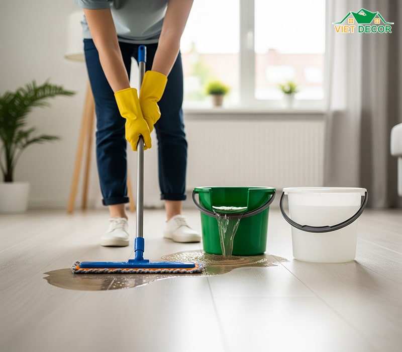 Thay nước lau nhà thường xuyên