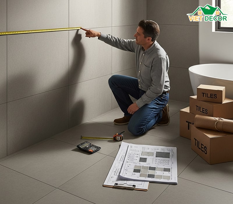Cách tính gạch ốp tường nhà tắm