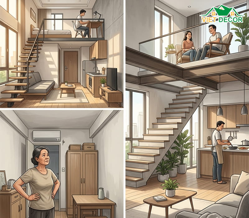 Các loại hình căn hộ chung cư phù hợp để xây thêm gác (Studio, Officetel, Căn hộ trần cao)