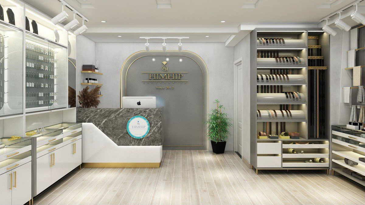 Thiết kế thi công nội thất cửa hàng thời trang chị Linh Gò Vấp, gỗ công nghiệp Hồng Nghi