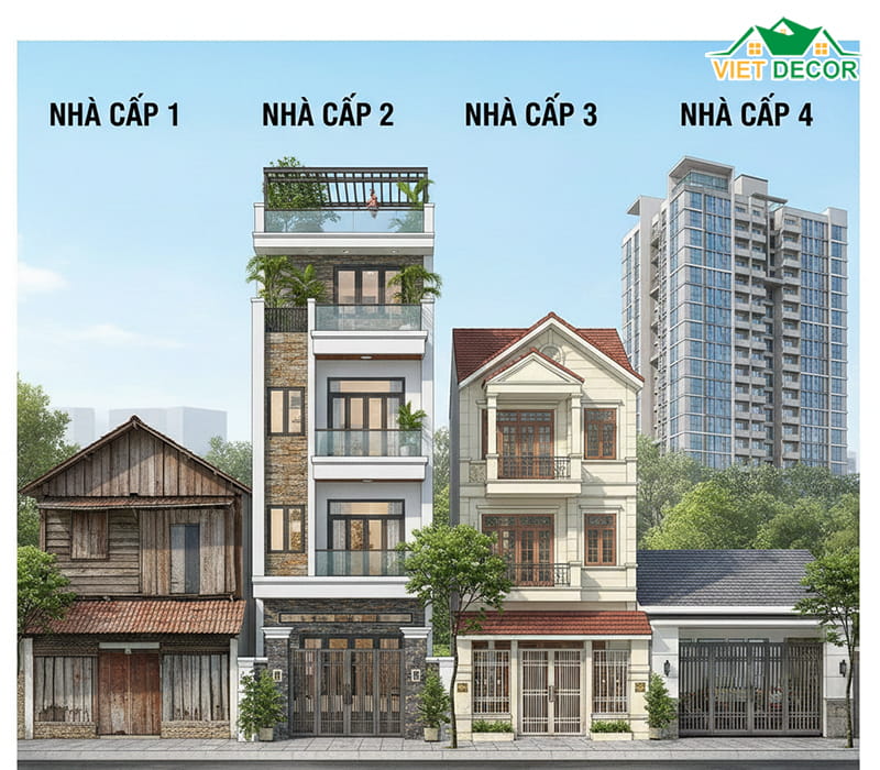 Chi tiết định nghĩa nhà cấp 1, cấp 2, cấp 3 và cấp 4