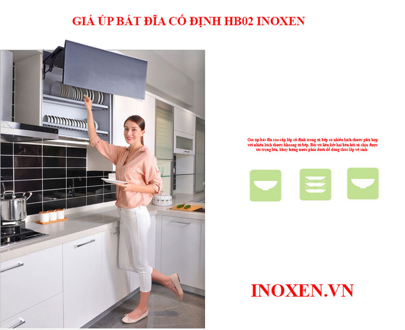 Nội thất Việt Decor phụ kiện giá chén bát tủ bếp trên inoxen BCD304.60/70/80/90