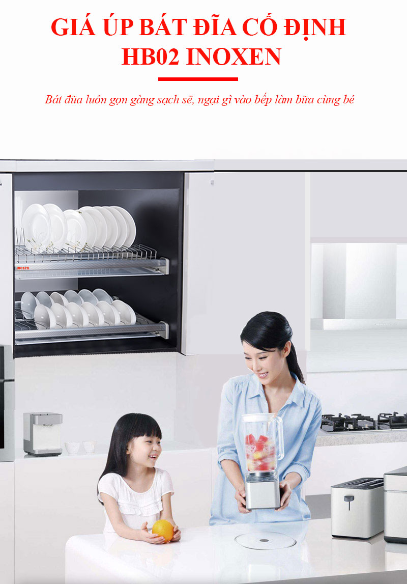 Nội thất Việt Decor phụ kiện giá chén bát tủ bếp trên inoxen BCD304.60/70/80/90