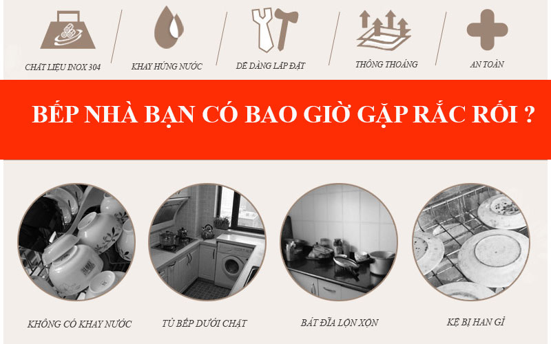 Nội thất Việt Decor phụ kiện giá chén bát tủ bếp trên inoxen BCD304.60/70/80/90