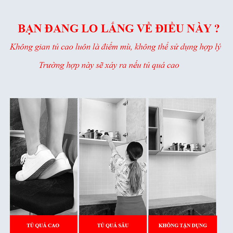 Nội thất việt Decor phụ kiện giá chén bát nâng hạ tủ bếp trên inoxen BNH304.70/80/90