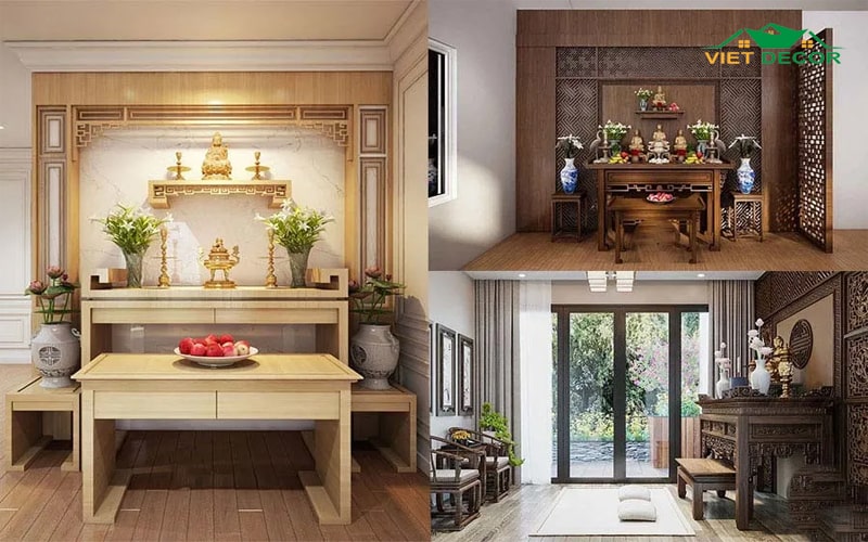 Kích thước bàn thờ theo diện tích không gian
