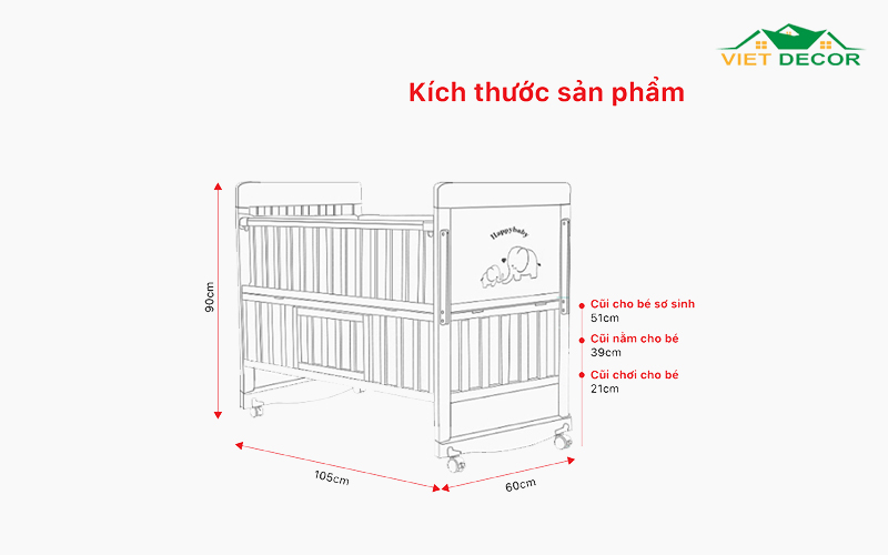 Kích thước giường cũi