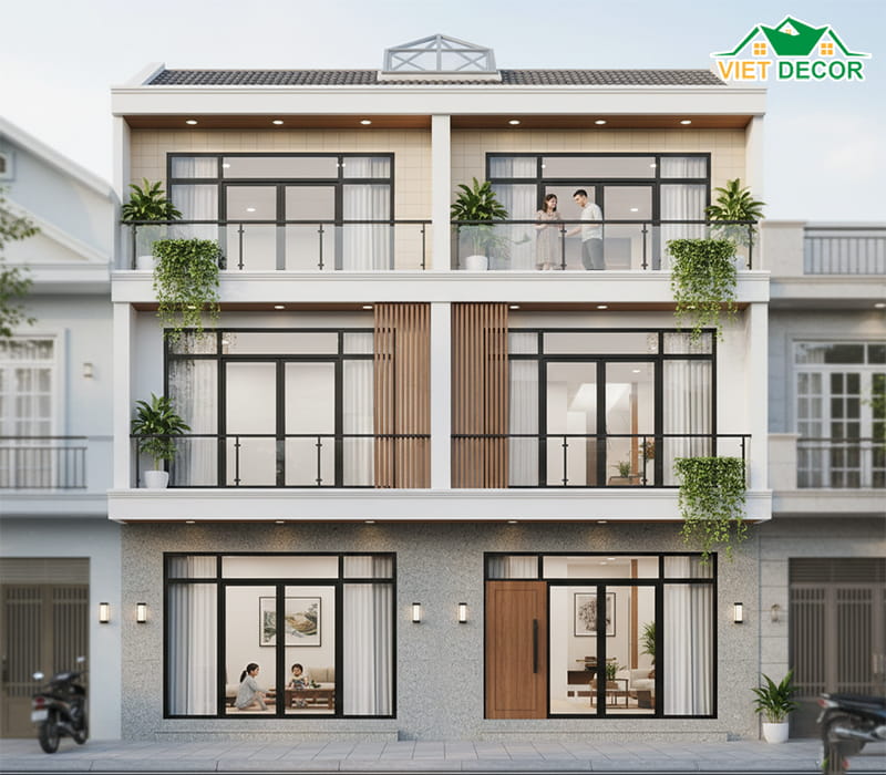 Những lưu ý quan trọng khi thi công mặt tiền nhà phố 5m 3 tầng