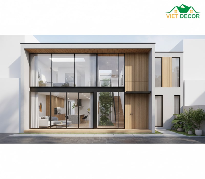 Mẫu nhà ống 1 tầng 80m2 3 phòng ngủ hiện đại